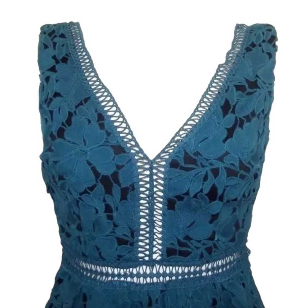 ROMEO & JULIET Dress, M, Teal Floral Eyelet Lace,… - image 2