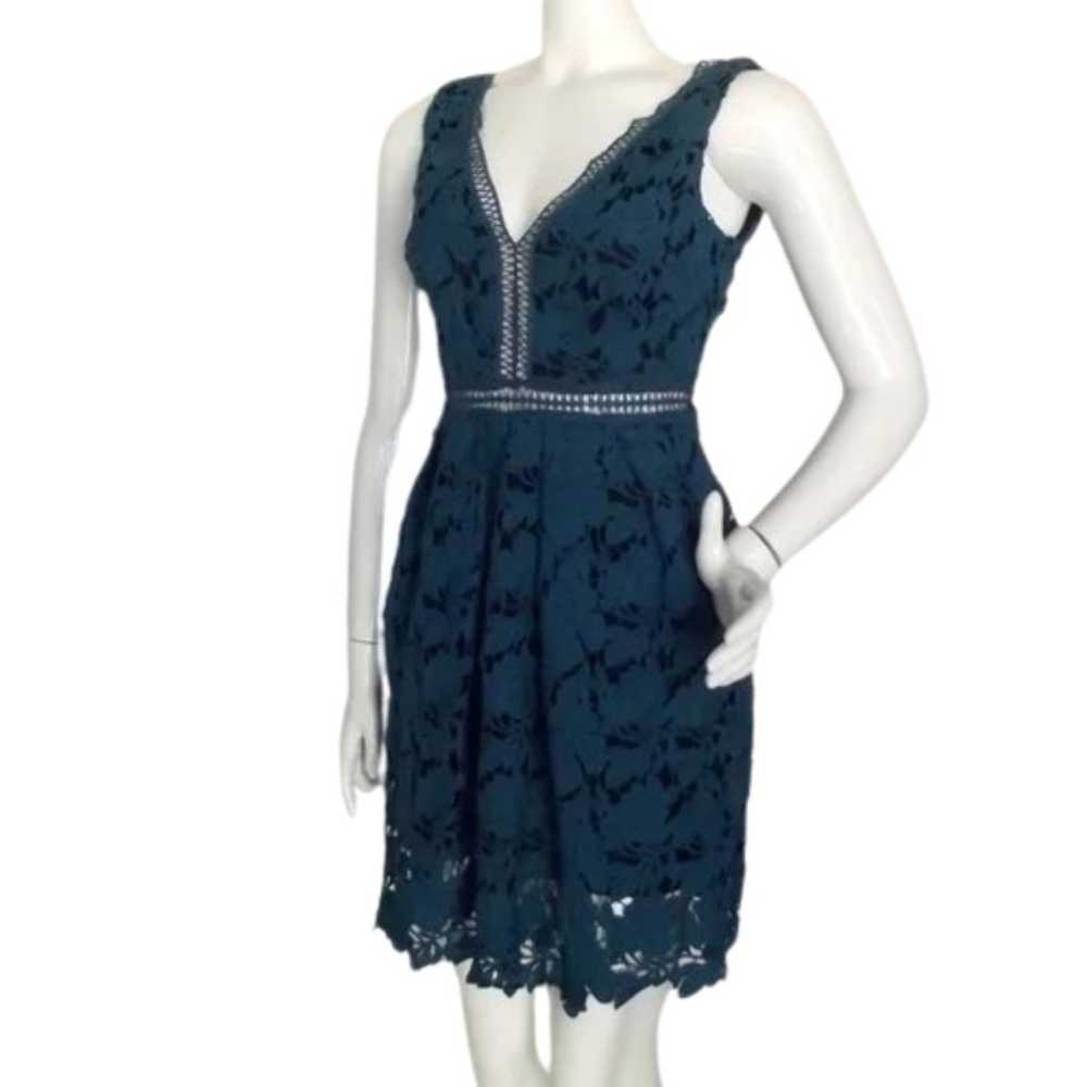 ROMEO & JULIET Dress, M, Teal Floral Eyelet Lace,… - image 4