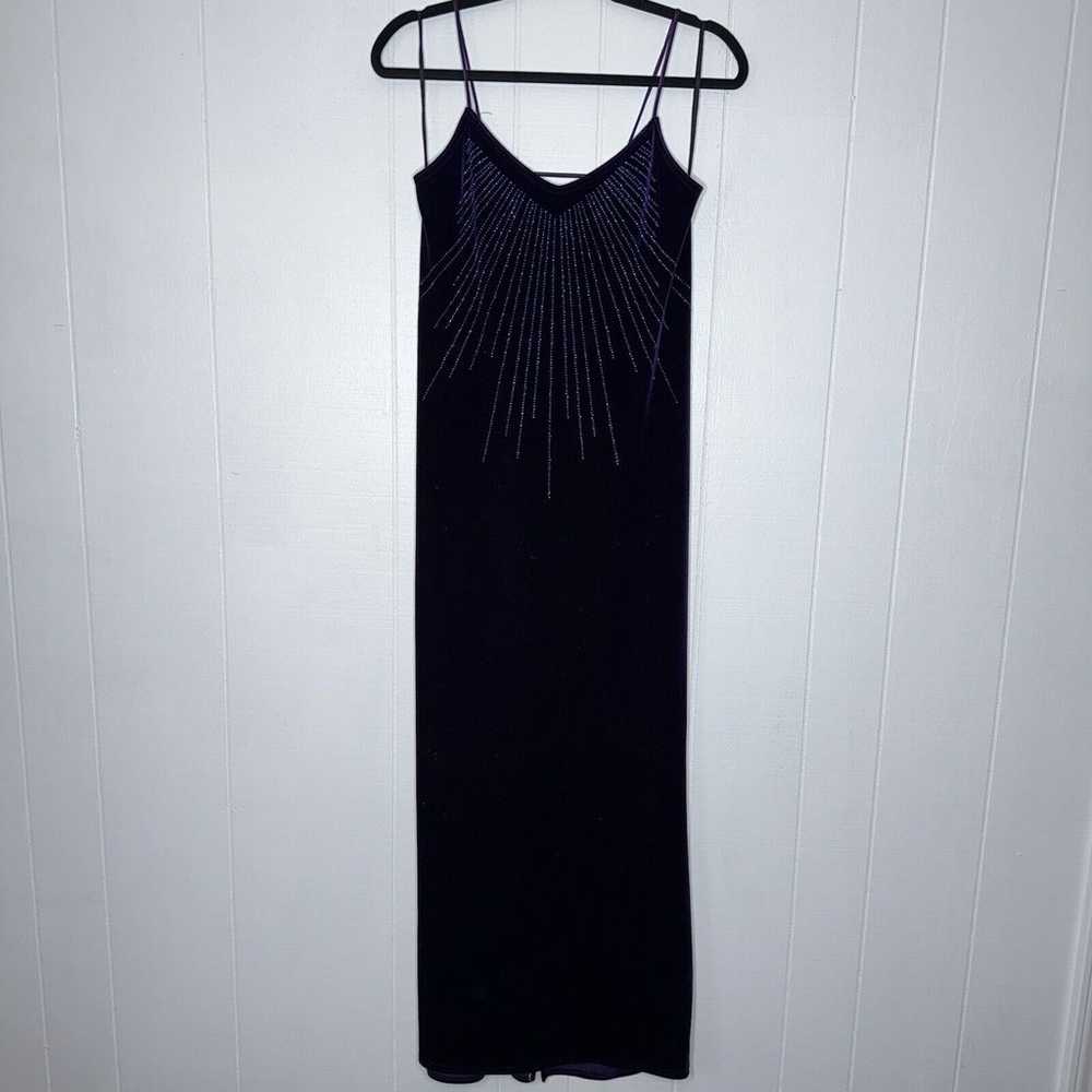 Jump Apparel Vintage 90s Velvet Maxi Dress Beaded… - image 1