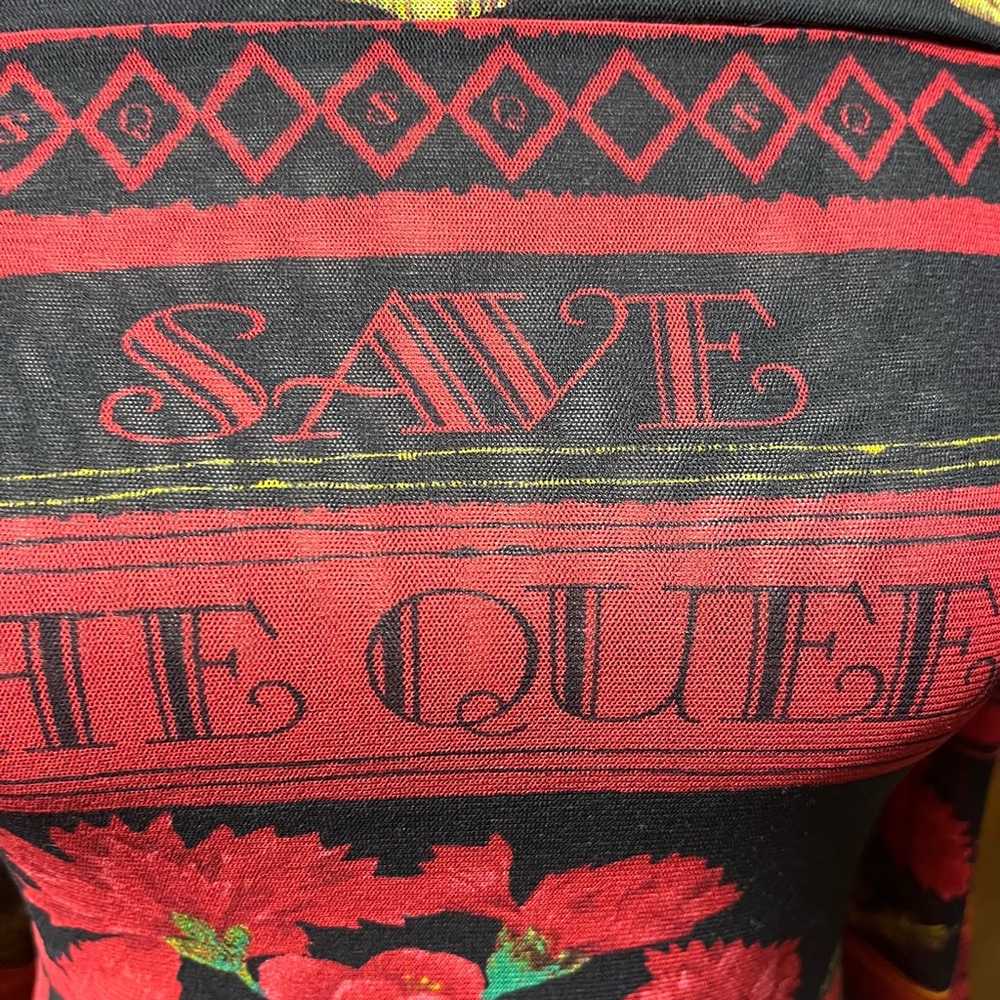 Vintage Save the Queen  Red and Black Flower Long… - image 4