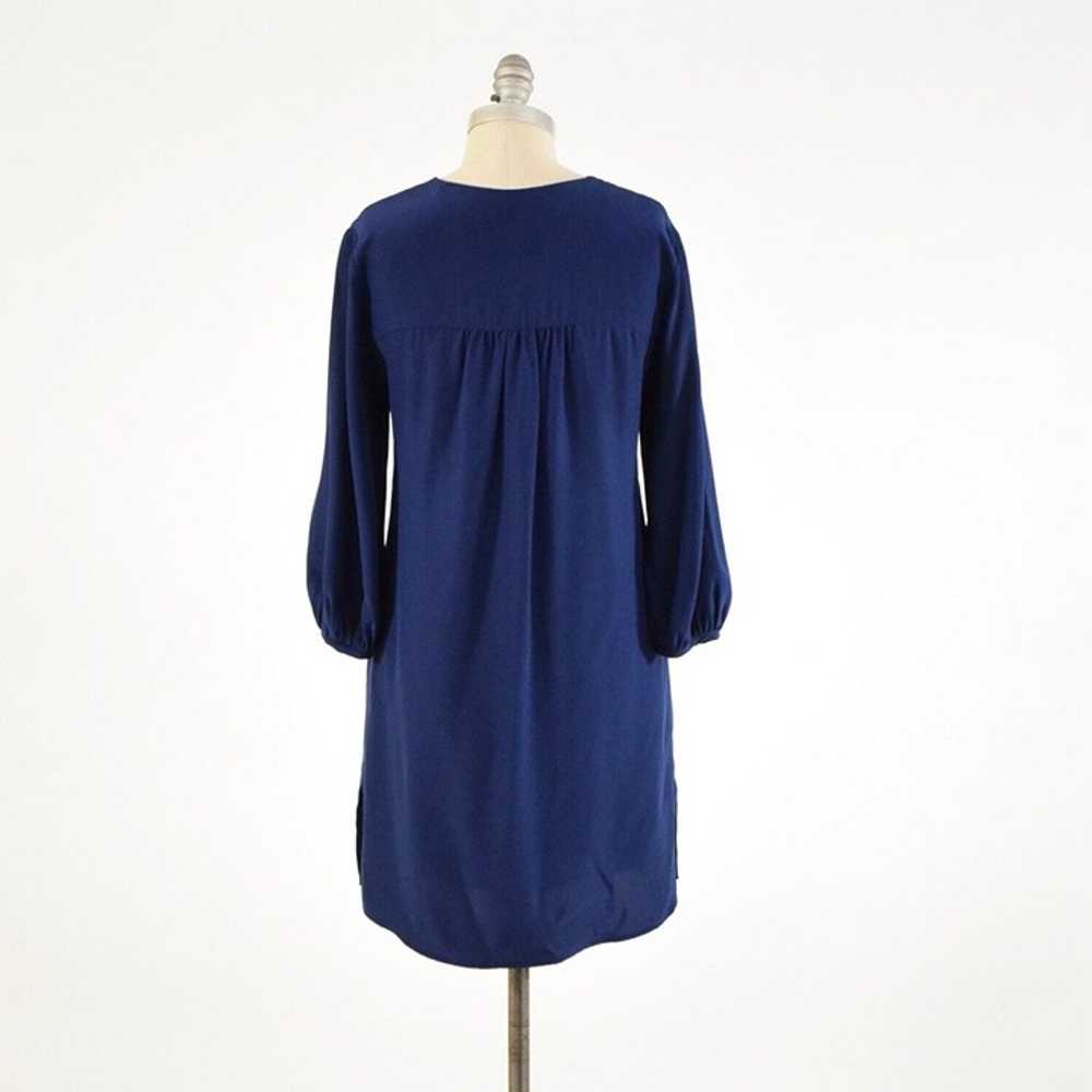 Aaron Ashe Navy Blue Silk Peasant Shift Dress - image 4