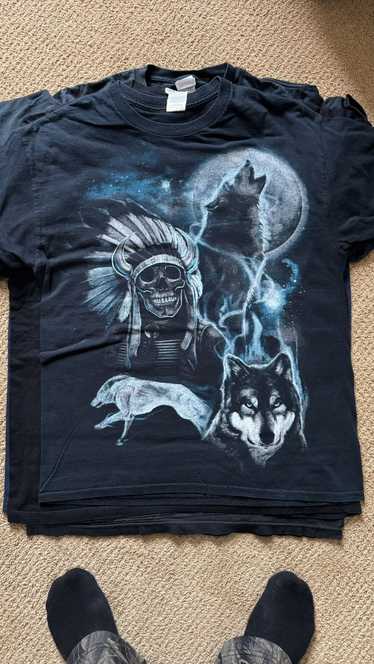 Vintage Indian with wolves