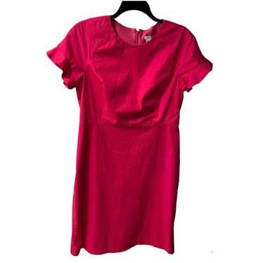 J. Crew Sheath Dress Womens sz 14 Hot Pink Ruffle… - image 1