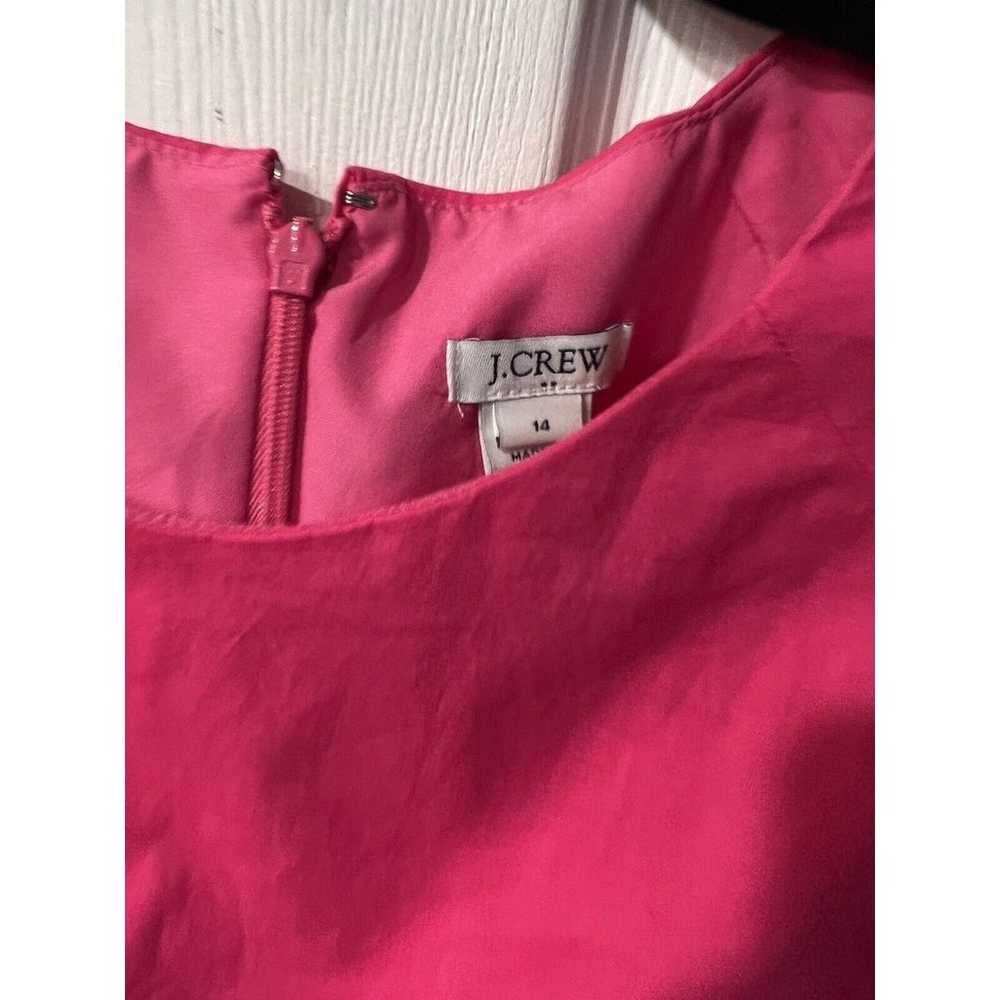 J. Crew Sheath Dress Womens sz 14 Hot Pink Ruffle… - image 3