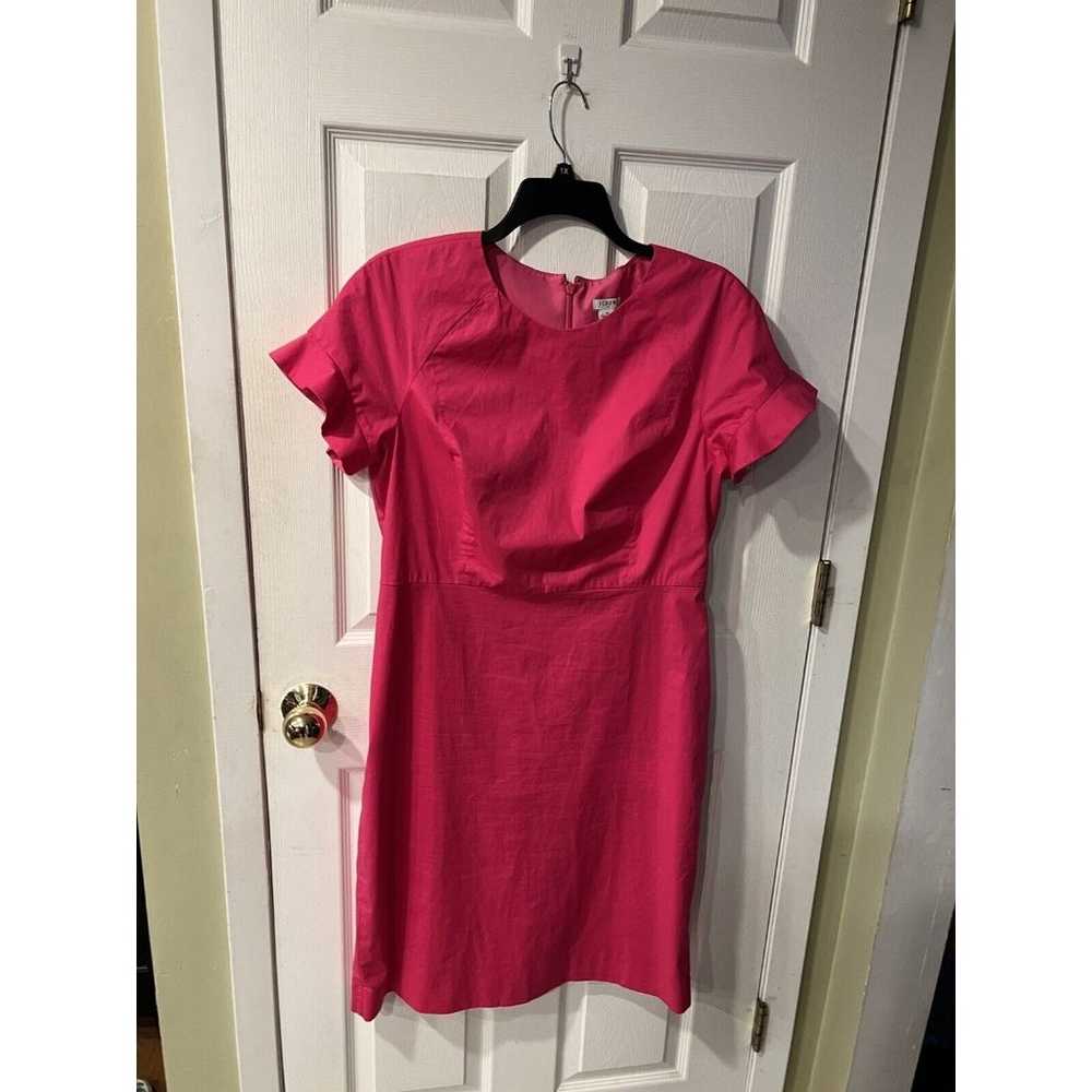 J. Crew Sheath Dress Womens sz 14 Hot Pink Ruffle… - image 8