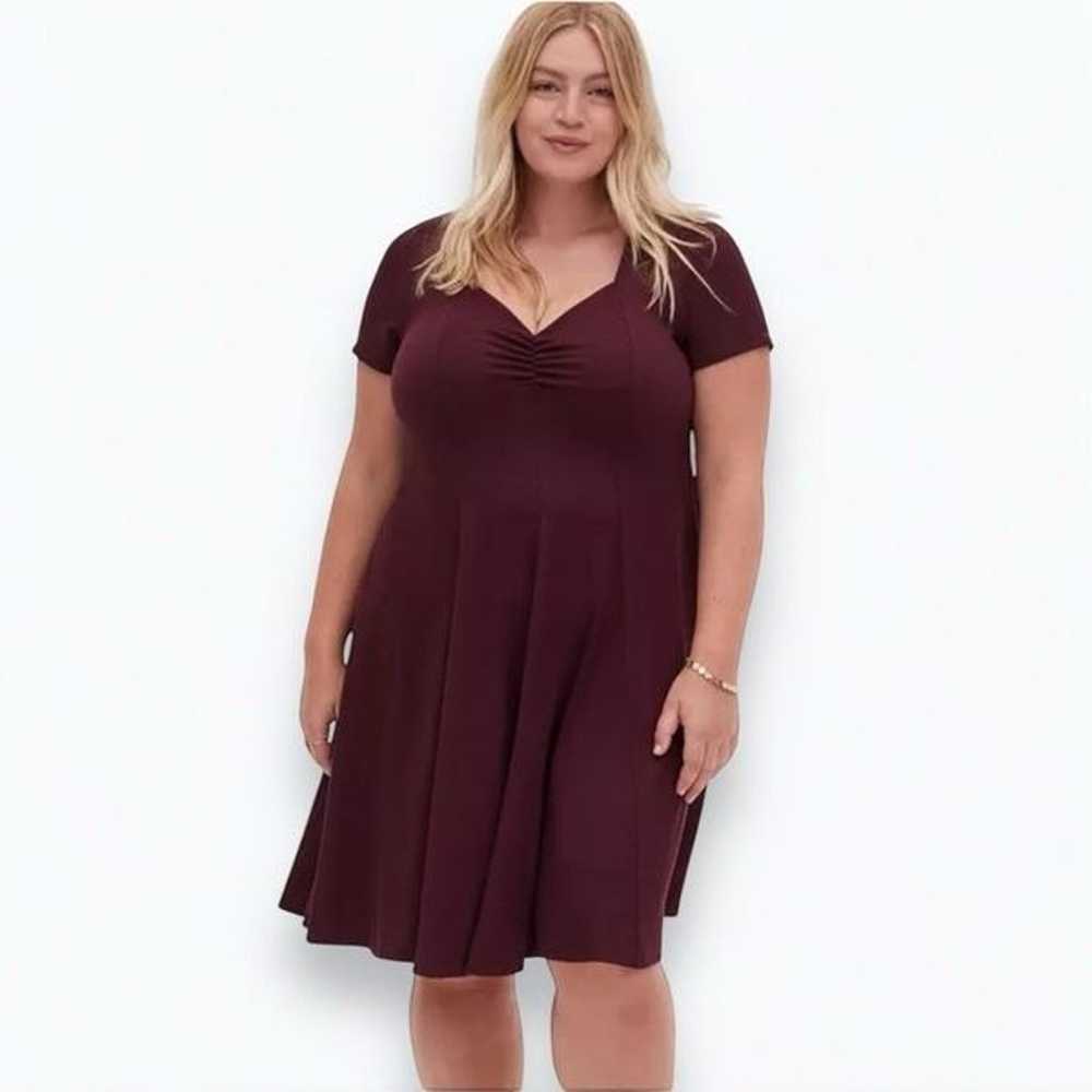 Torrid Slub Rib Fluted Dress size 2 Wine - image 11