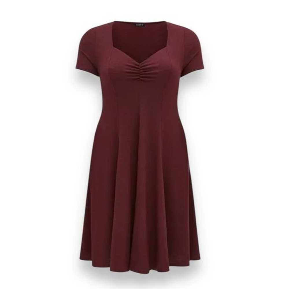 Torrid Slub Rib Fluted Dress size 2 Wine - image 1