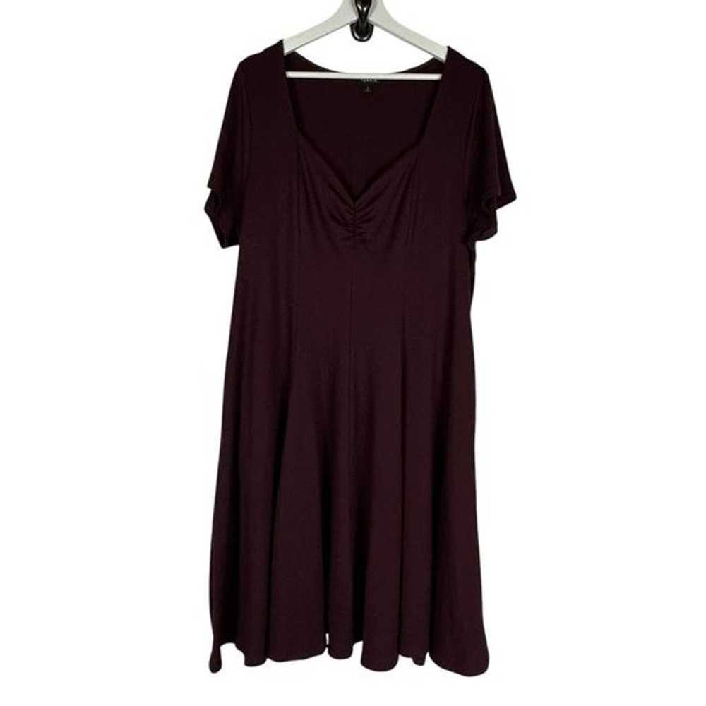 Torrid Slub Rib Fluted Dress size 2 Wine - image 4