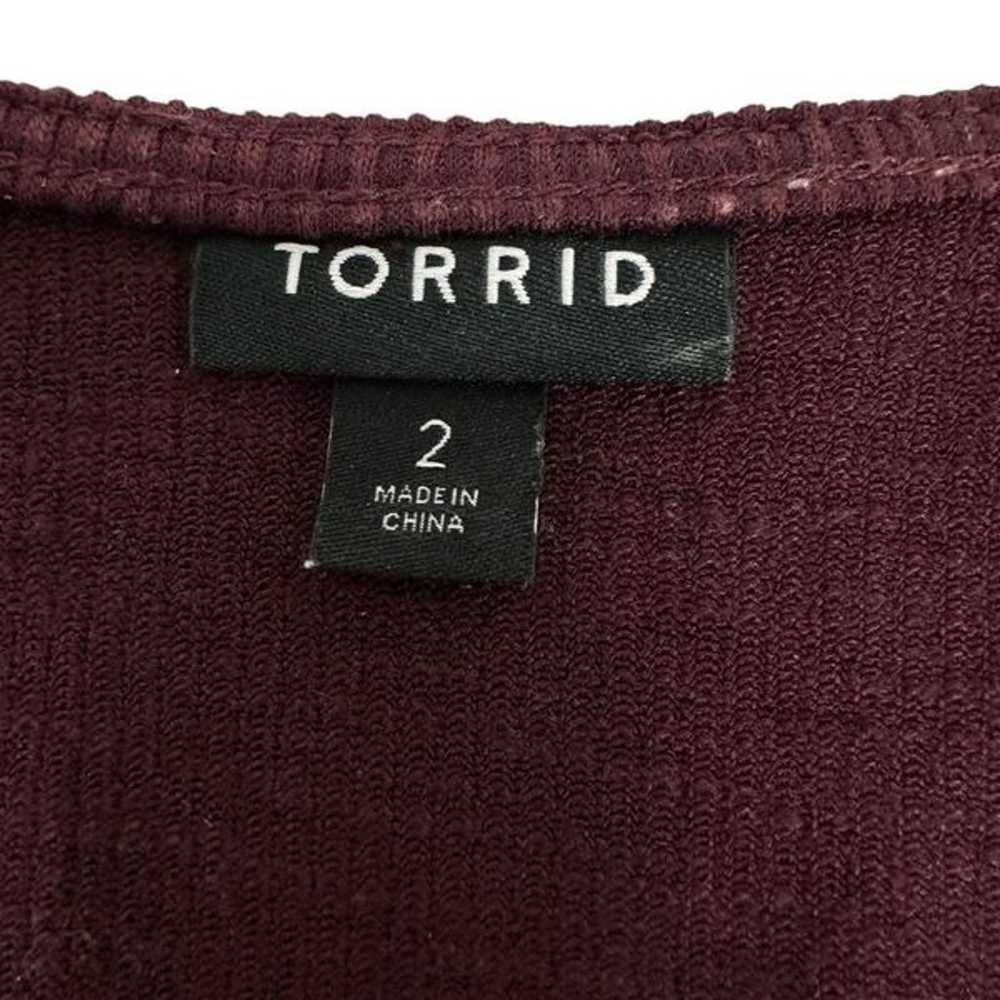 Torrid Slub Rib Fluted Dress size 2 Wine - image 6