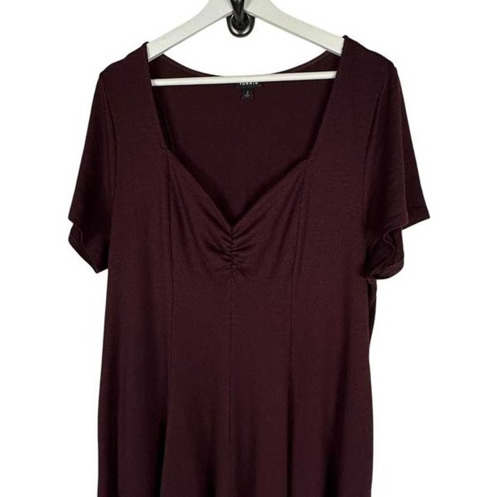 Torrid Slub Rib Fluted Dress size 2 Wine - image 7