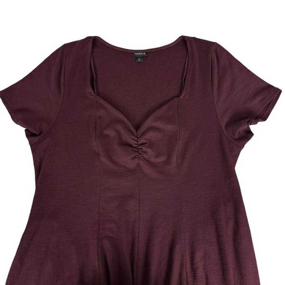 Torrid Slub Rib Fluted Dress size 2 Wine - image 8