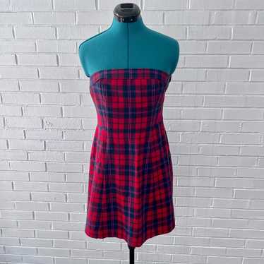 Vintage Y2K American Eagle red & blue plaid mini … - image 1