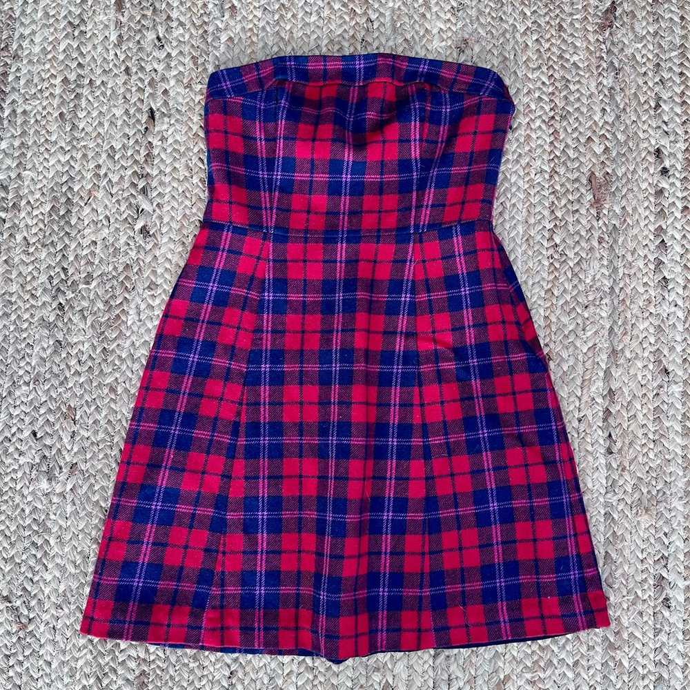 Vintage Y2K American Eagle red & blue plaid mini … - image 3