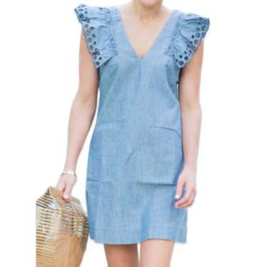 J. Crew Trademark Blue Denim Chambray Eyelet Flutt