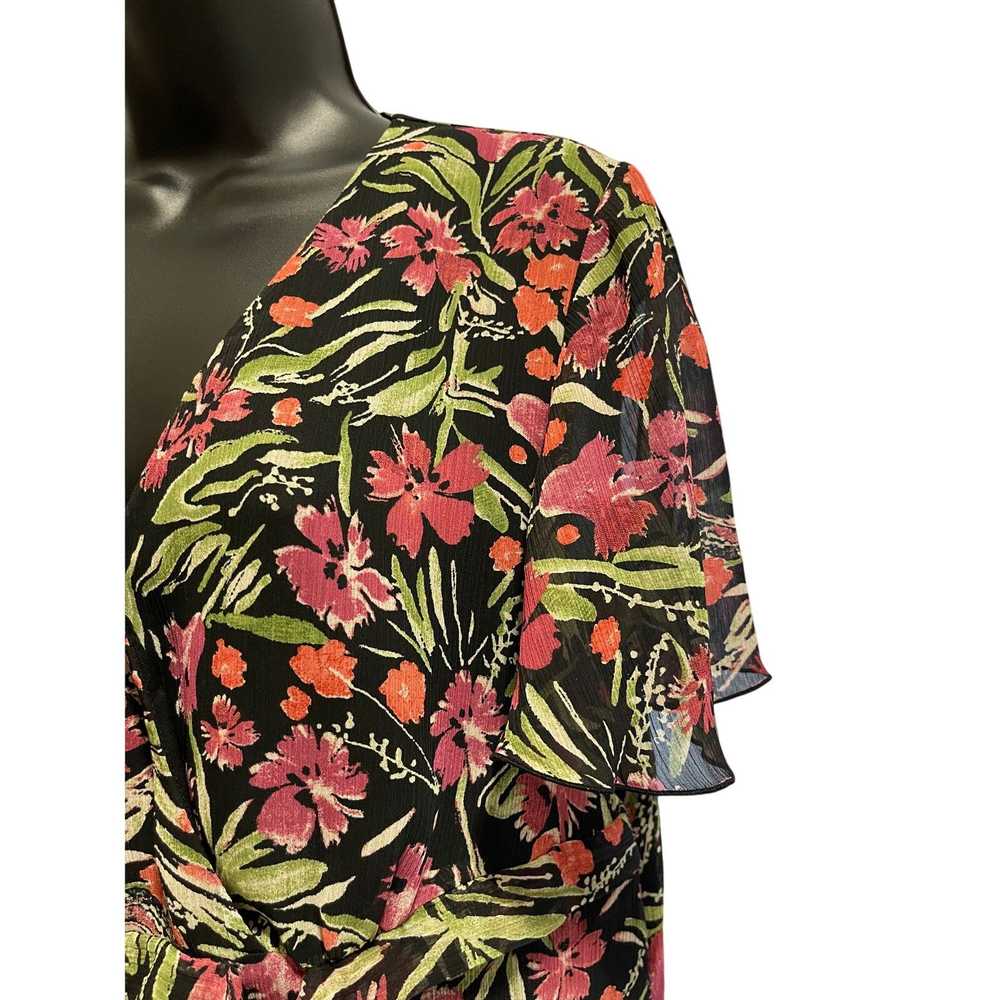 Apt. 9 Apt 9 Black with Pink Florals Short Sleeve… - image 3