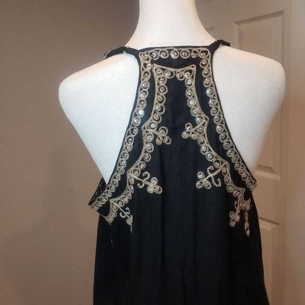 MAMZEL Maxi Black Embroidered Sequins Dress Size M - image 10