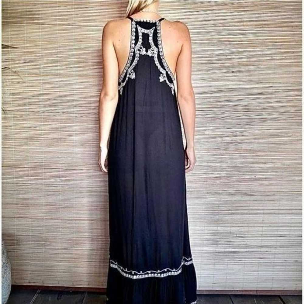 MAMZEL Maxi Black Embroidered Sequins Dress Size M - image 2