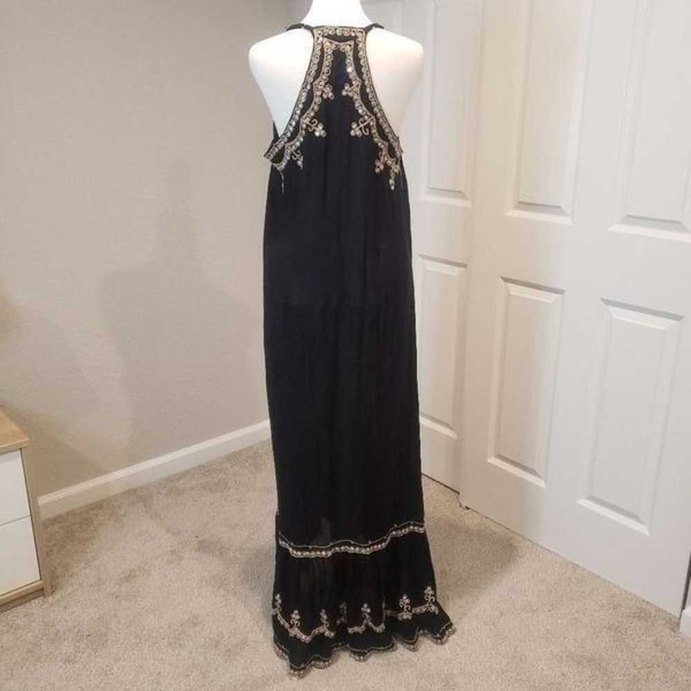 MAMZEL Maxi Black Embroidered Sequins Dress Size M - image 9