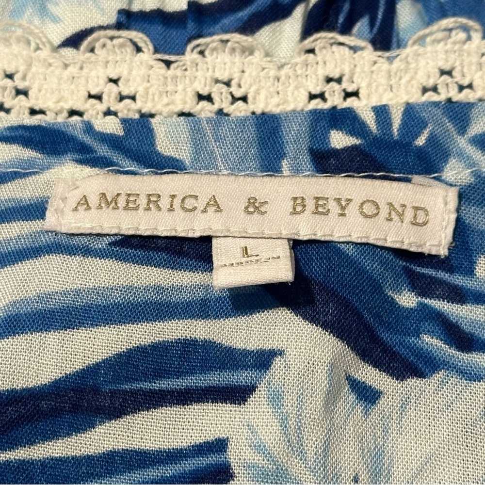 America & Beyond Women’s Size L Blue White Embroi… - image 6