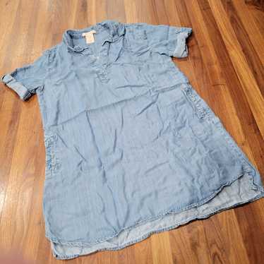 Philosophy Tencel Chambray Tunic Shirt Dress Pocke