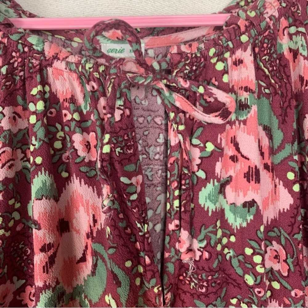 Aerie women's XL floral print dress long sleeve p… - image 12