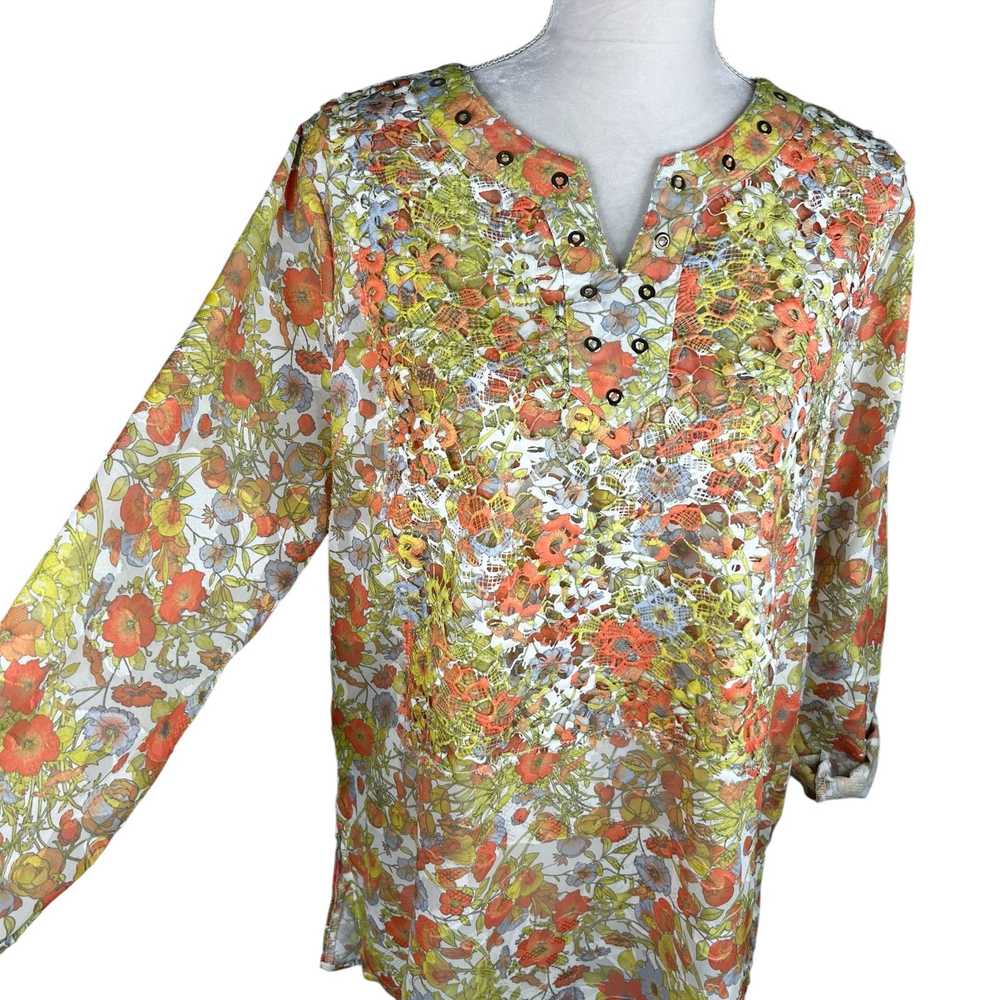 Other Multiples Top Blouse Retro Floral L Semi-Sh… - image 8