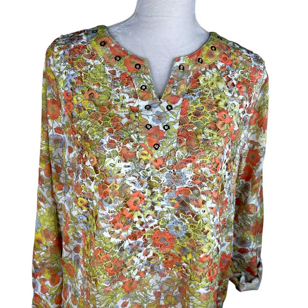 Other Multiples Top Blouse Retro Floral L Semi-Sh… - image 9