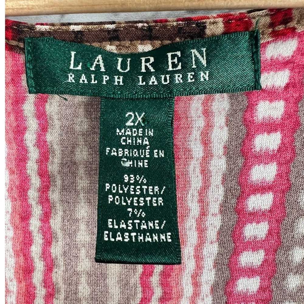 LAUREN RALPH LAUREN Women's 2X Brown Faux Wrap De… - image 4