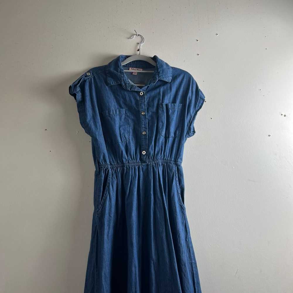 Falling Flower size S maxi denim jeans dress; lig… - image 1