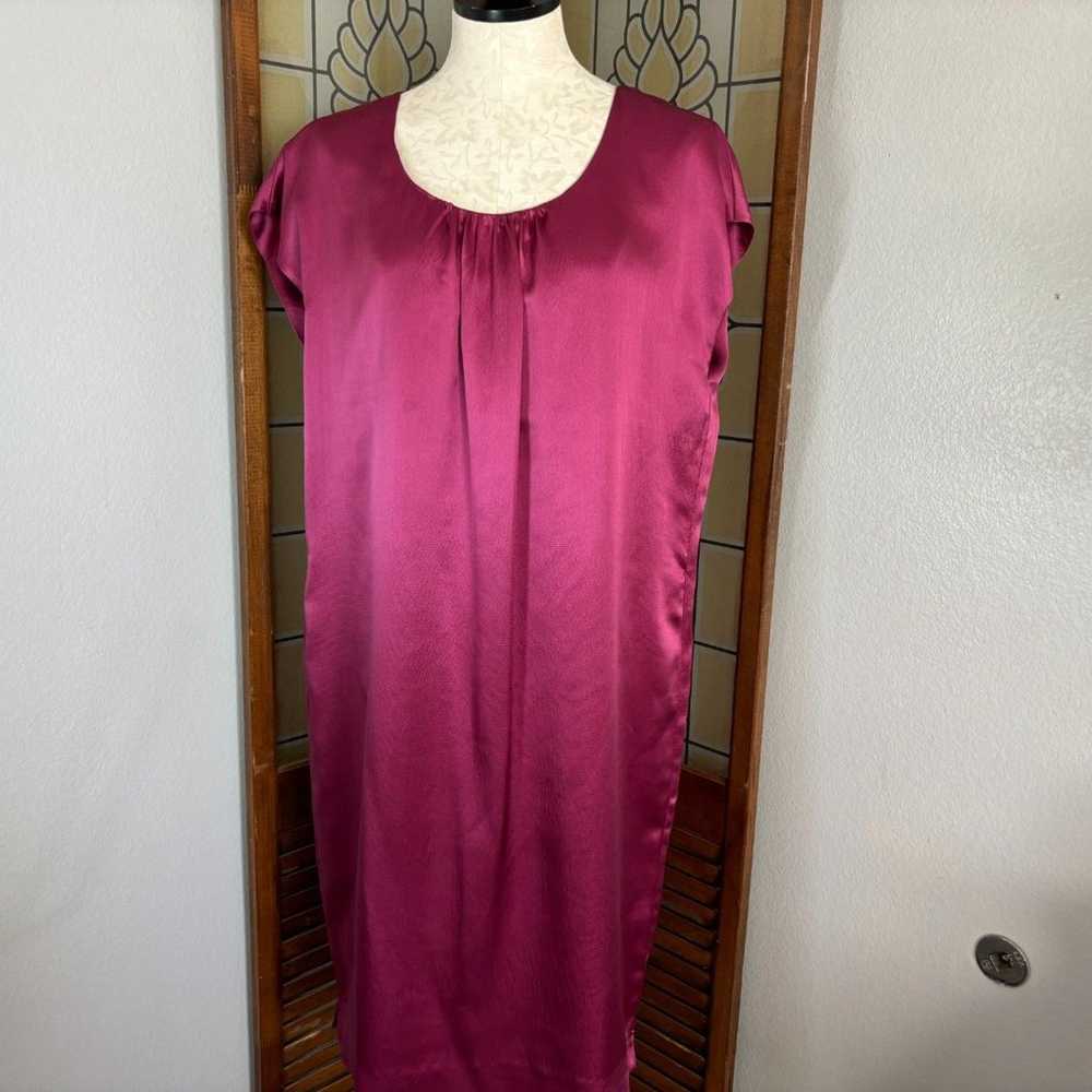 Talbots 100% Silk Burgundy Sheath Midi Length Dre… - image 1