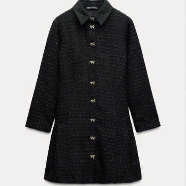 ZARA Korean Dress Black Tweed Dress Long Sleeve