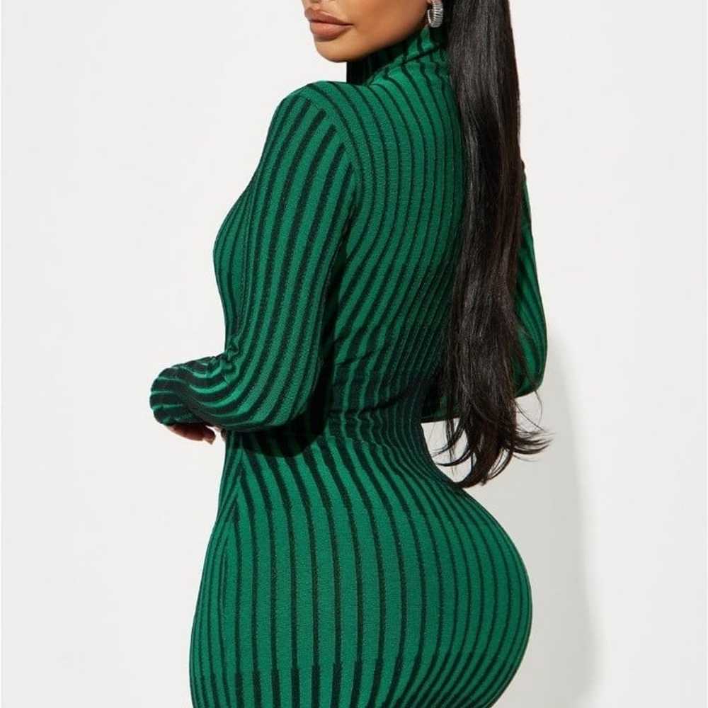 Fashion Nova Green and Black Bodycon Sweater Dress - image 3