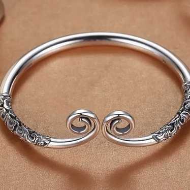 Sterling Silver Bracelet Vintage Solid Open Silver