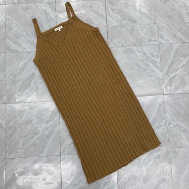 ▲Global Work Knit Dress Ribbed Camel V-neck Size … - image 1