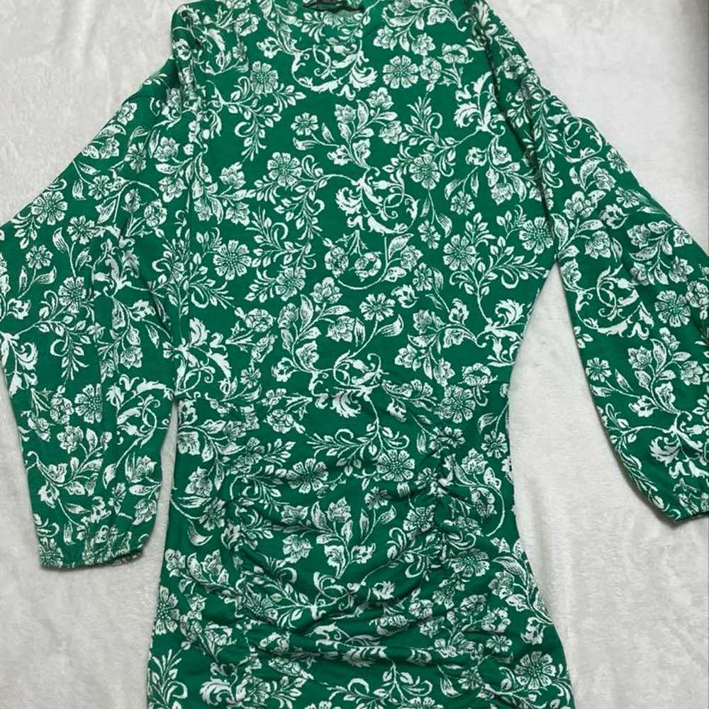 ZARA dress, mini, long sleeve, green, floral, bot… - image 1