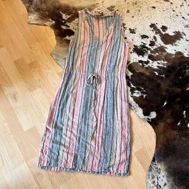 DREW Anthropologie Striped Sleeveless Linen Blend 