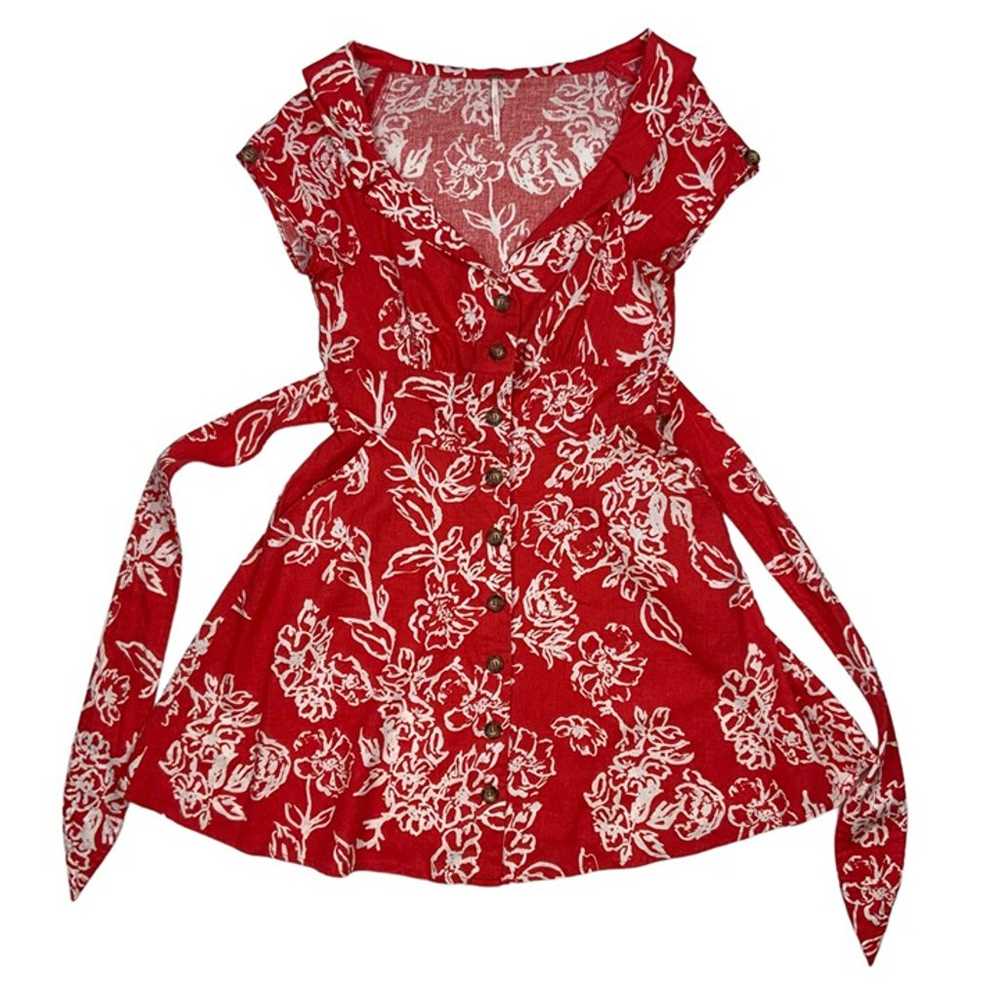 Free People A Thing Called Love Mini Dress 8 Red … - image 12