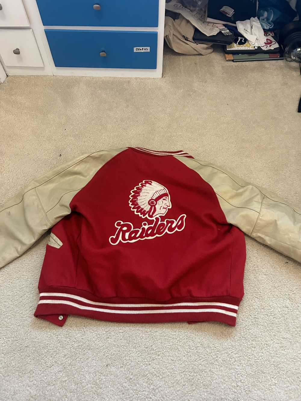 Varsity Jacket Red and White Vintage Varsity Jack… - image 3