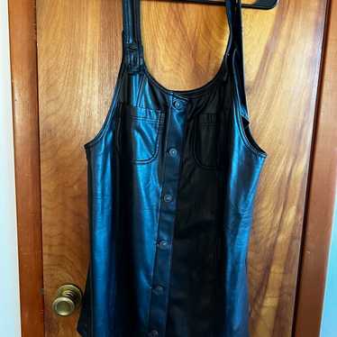 NWOT American Eagle Vegan Leather Pinafore Dress,… - image 1