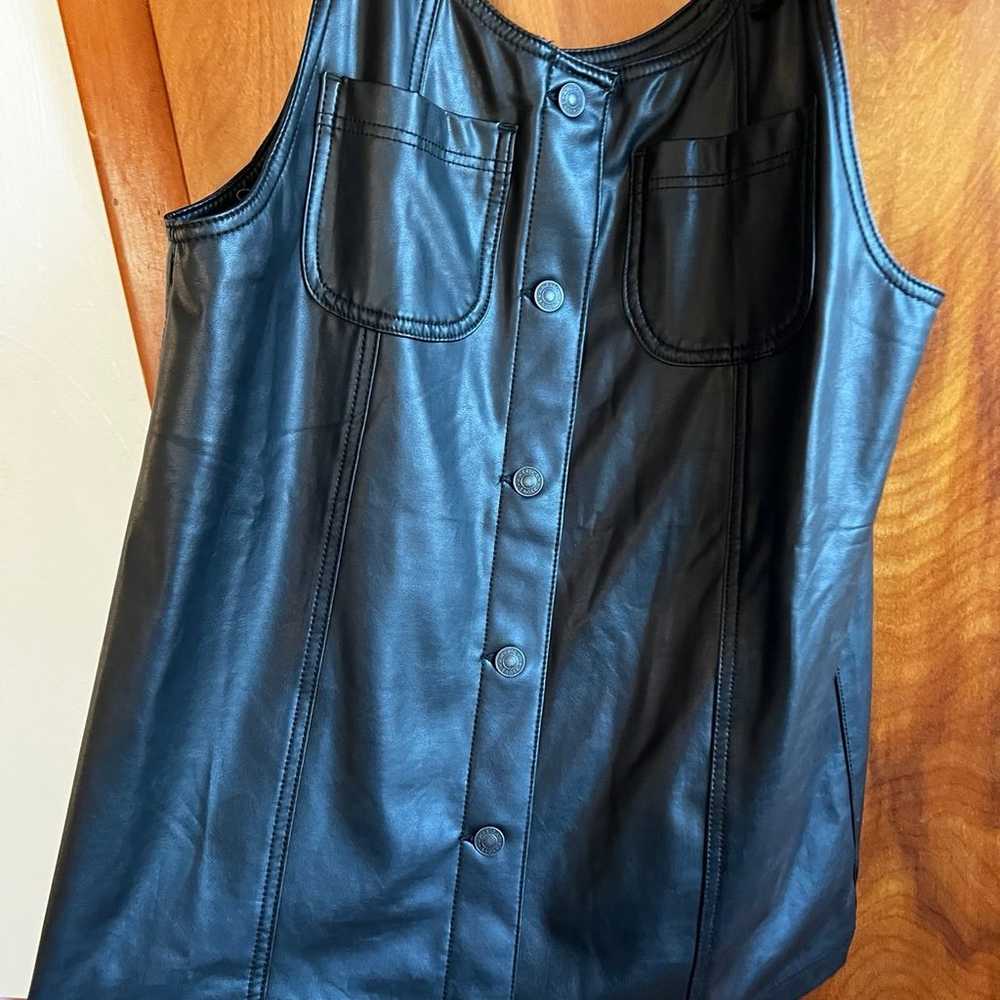 NWOT American Eagle Vegan Leather Pinafore Dress,… - image 2