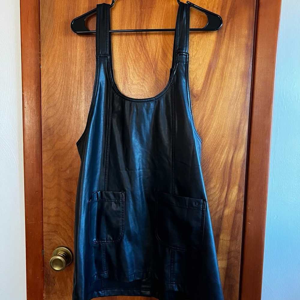 NWOT American Eagle Vegan Leather Pinafore Dress,… - image 3