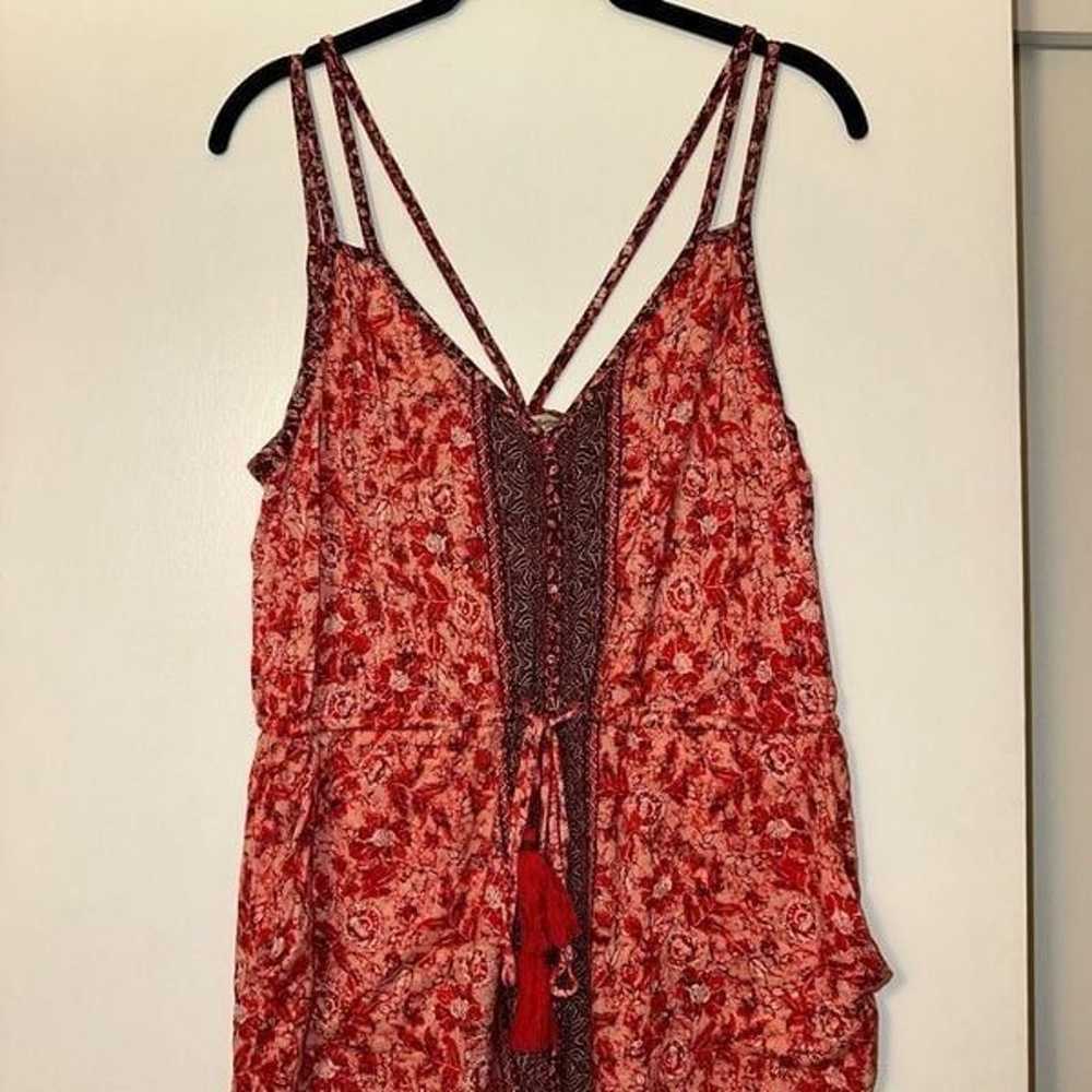 Lucky Brand Women’s Red Floral Boho Midi Dress Si… - image 3