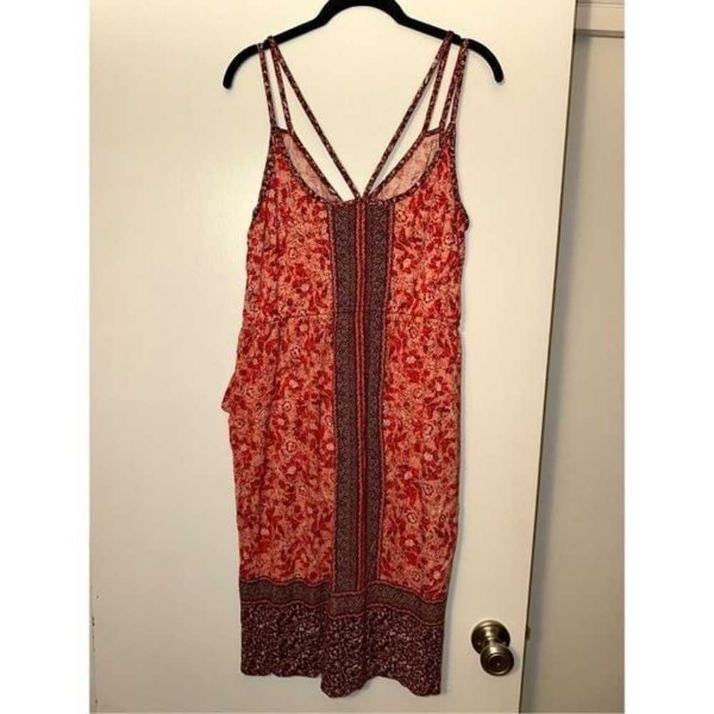 Lucky Brand Women’s Red Floral Boho Midi Dress Si… - image 5