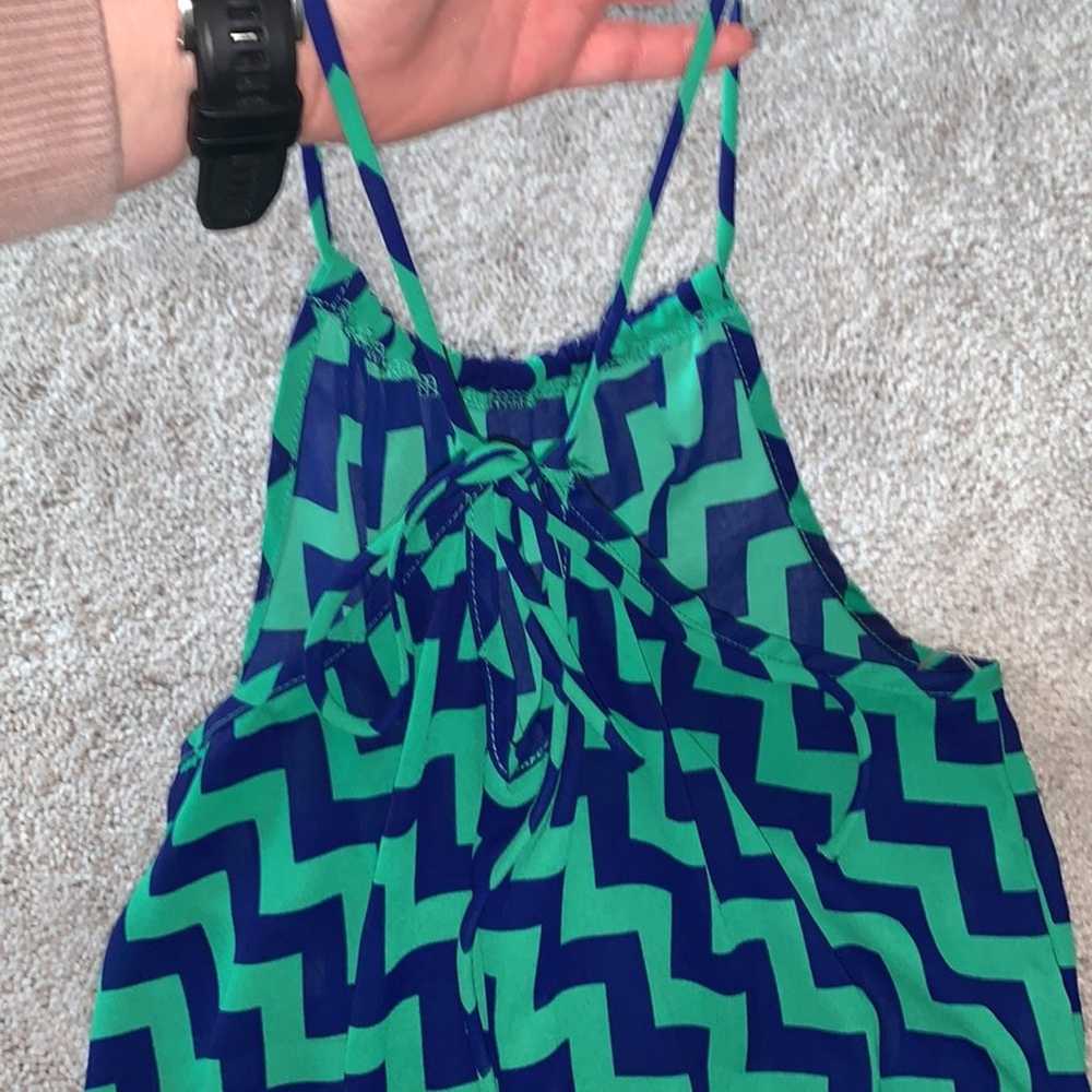 MITTO Blue & Green Sleeveless Chevron Shorts Romp… - image 8