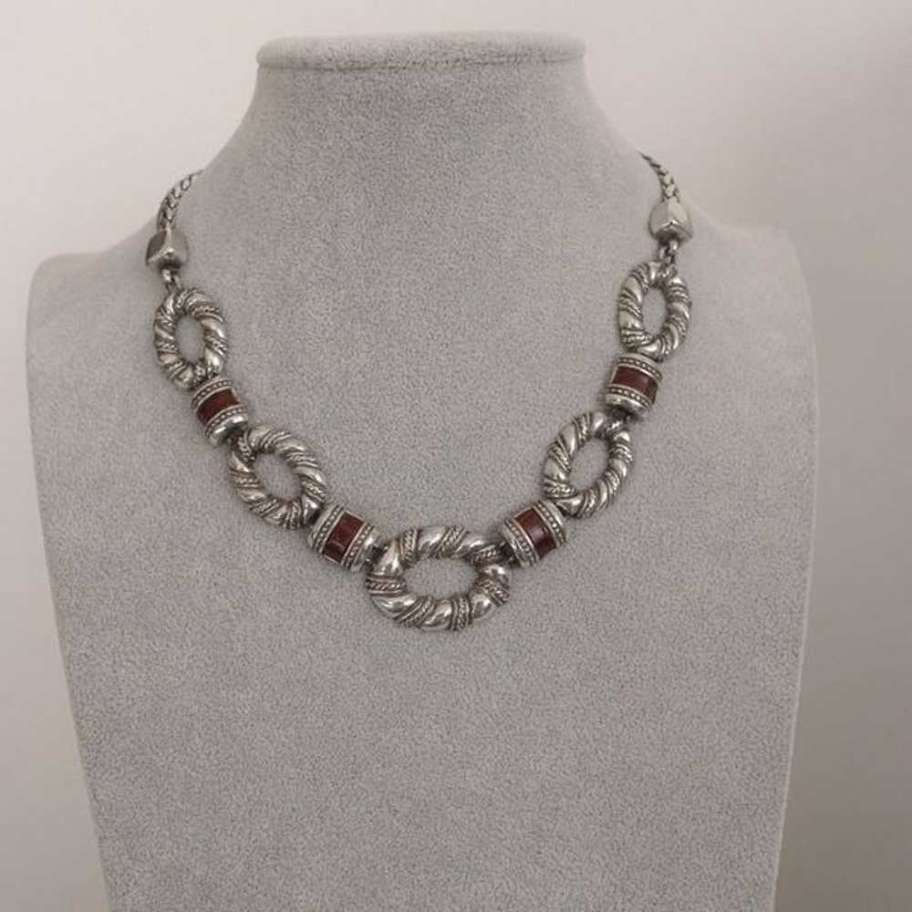 Vintage Brighton Chain Necklace 16" Silver Plate … - image 10