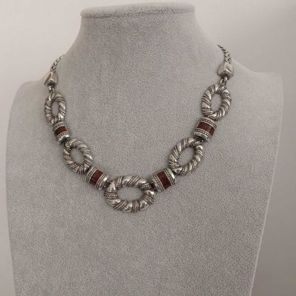 Vintage Brighton Chain Necklace 16" Silver Plate … - image 11