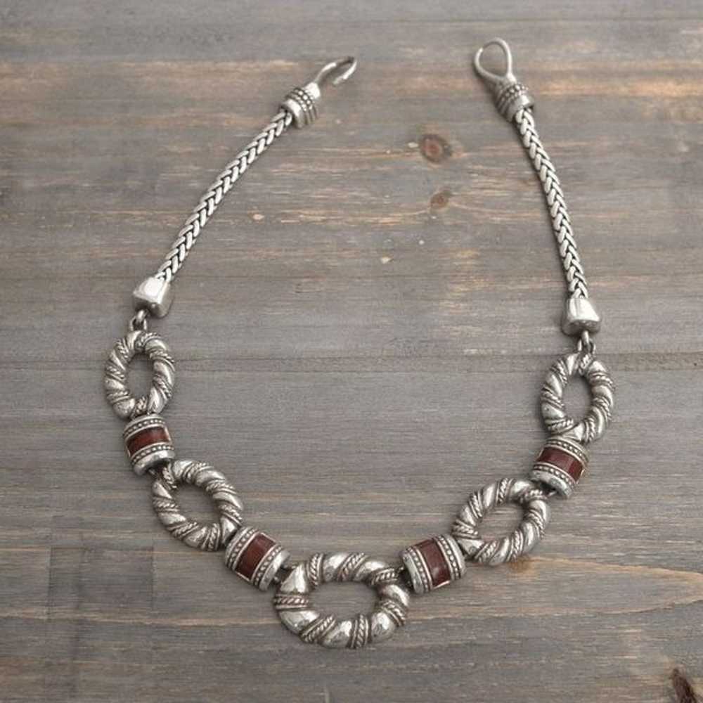 Vintage Brighton Chain Necklace 16" Silver Plate … - image 3