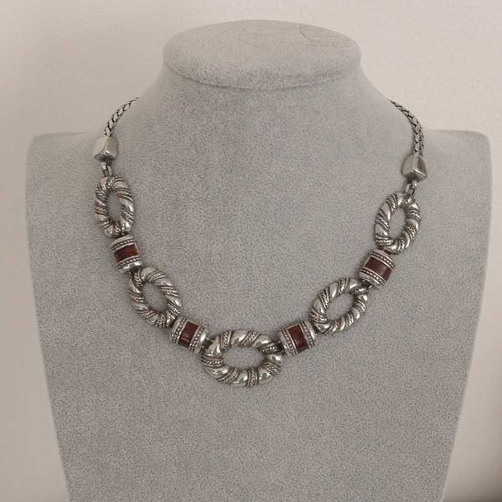 Vintage Brighton Chain Necklace 16" Silver Plate … - image 9