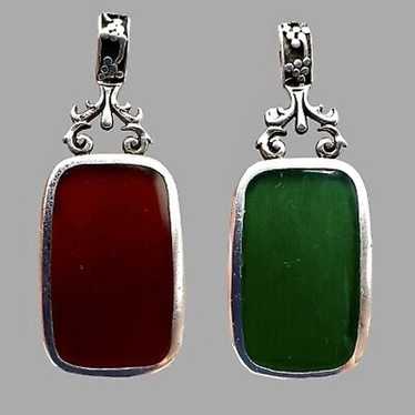 Vintage Hallmarked Sterling Silver Chrysoprase & … - image 1