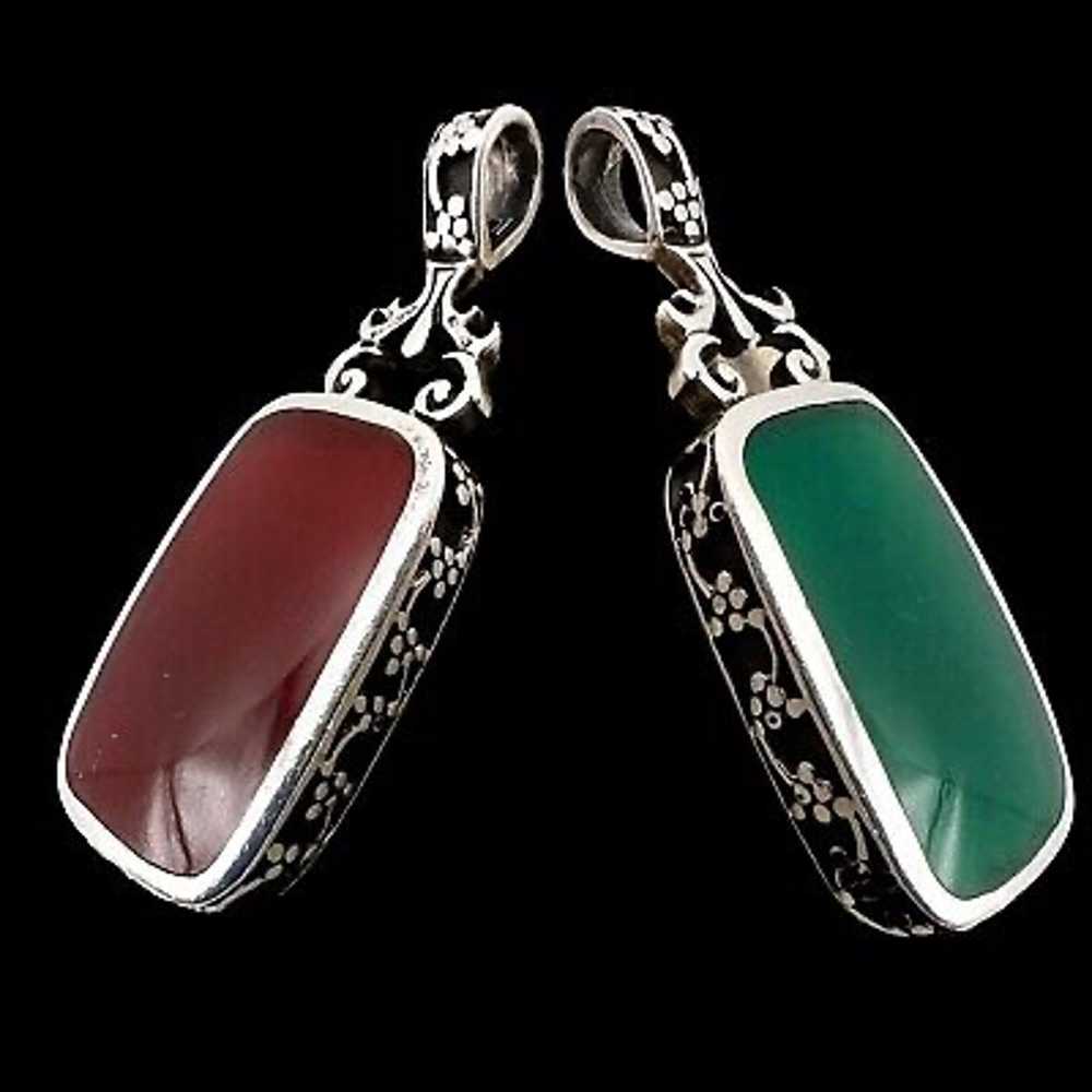 Vintage Hallmarked Sterling Silver Chrysoprase & … - image 2